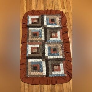 Rustic Quilted Print Log Cabin Decoration with Ruffled Edges